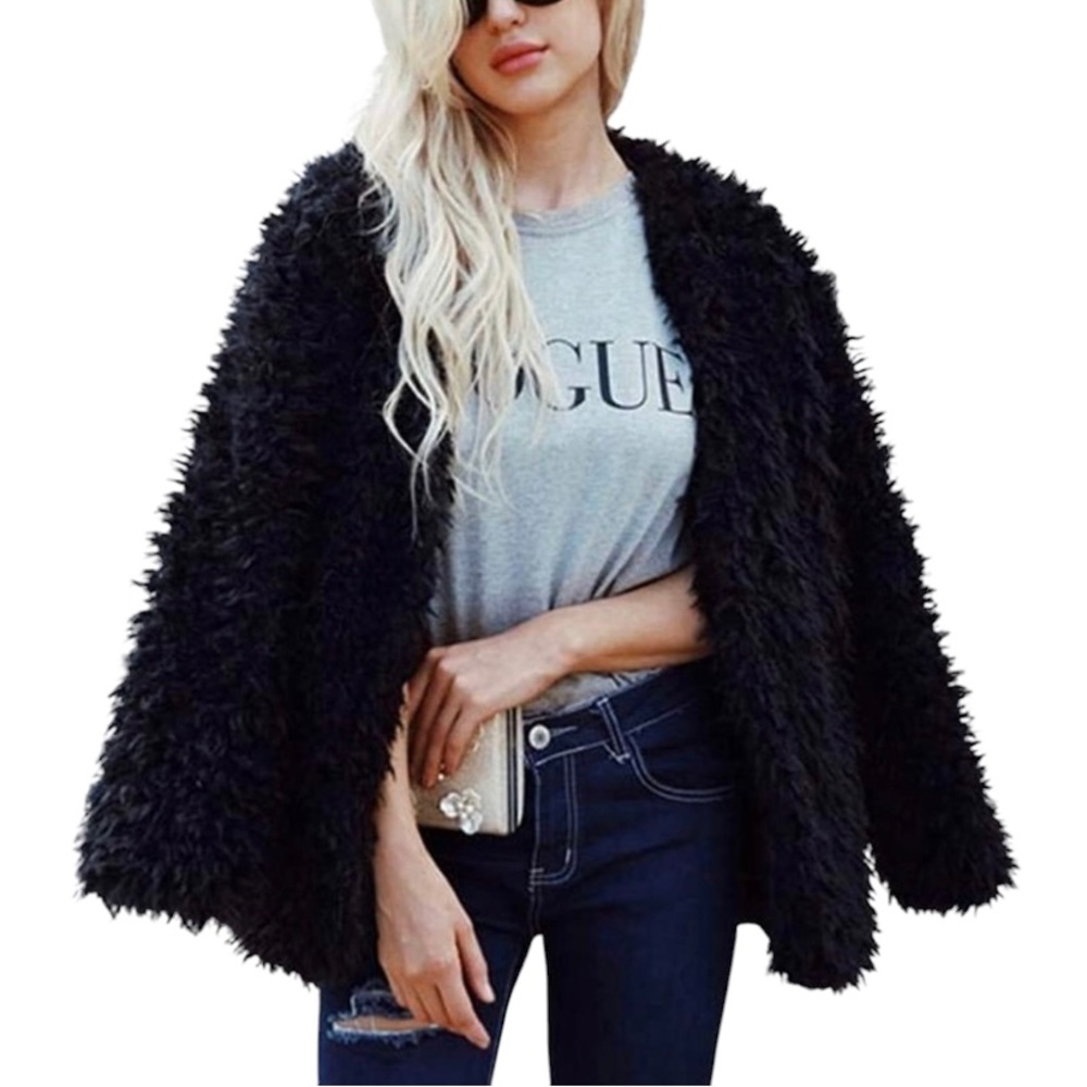 Faux fur teddy bear jacket